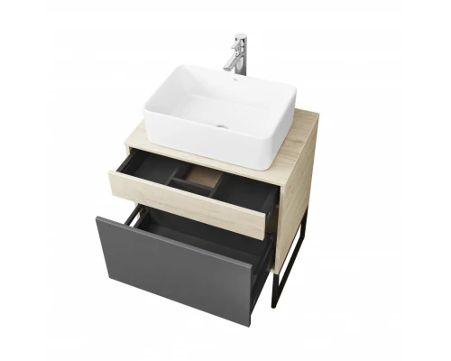 Тумба ЛОФТ УРБАН 65, серый графит, дуб орегон (под раковину MILA 35, MILA 40, ОДРИ 42)