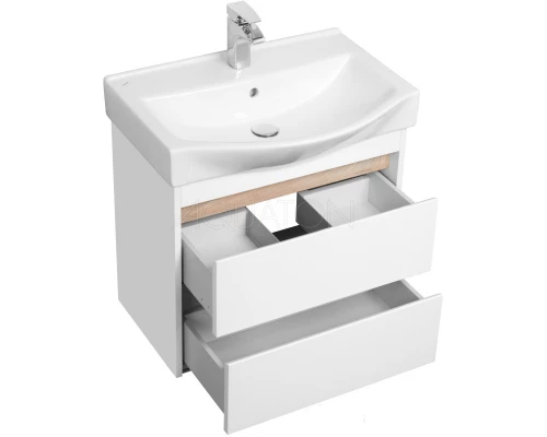 Тумба белый глянец/дуб эндгрейн 61,6 см Акватон Нортон 1A248801NT010