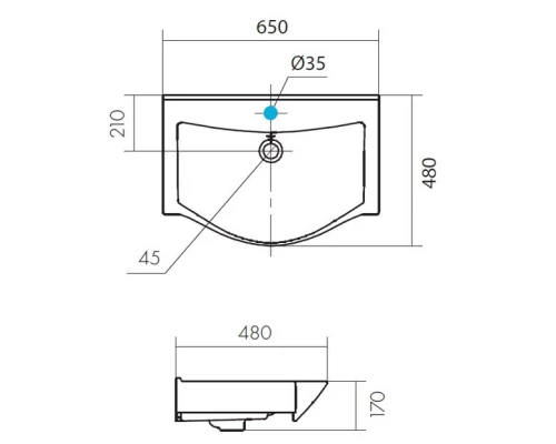 Тумба с раковиной белый глянец/дуб эндгрейн 65 см Акватон Нортон 1A2488K0NT010