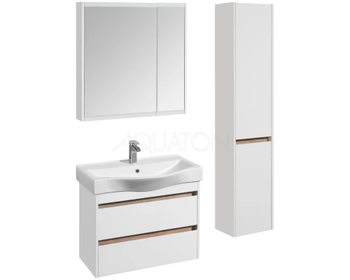 Тумба с раковиной белый глянец/дуб эндгрейн 80 см Акватон Нортон 1A2489K0NT010