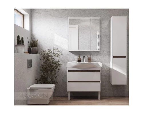 Тумба с раковиной белый глянец/дуб эндгрейн 80 см Акватон Нортон 1A2489K0NT010