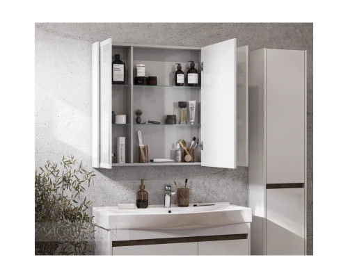 Зеркальный шкаф 100x81 см белый глянец Акватон Нортон 1A249302NT010
