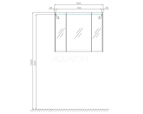 Зеркальный шкаф 100x81 см белый глянец Акватон Нортон 1A249302NT010