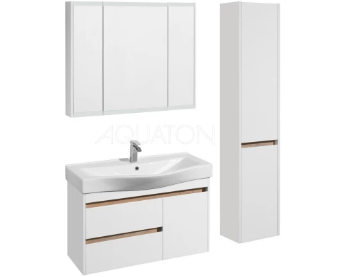 Тумба белый глянец/дуб эндгрейн 96,6 см Акватон Нортон 1A249001NT010