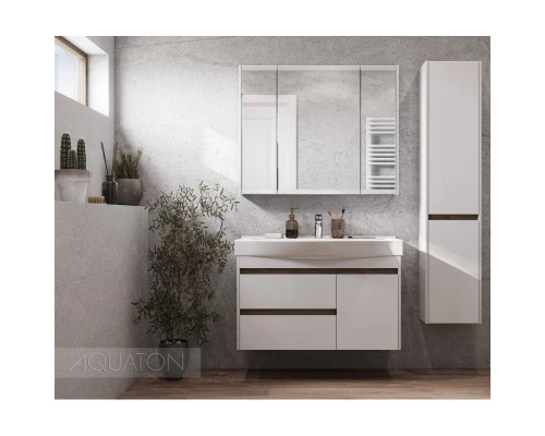 Тумба с раковиной белый глянец/дуб эндгрейн 100 см Акватон Нортон 1A2490K0NT010