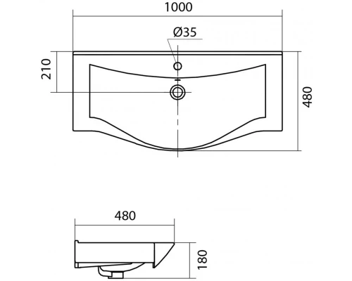 Тумба с раковиной белый глянец/дуб эндгрейн 100 см Акватон Нортон 1A2490K0NT010