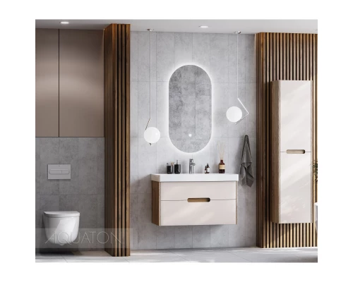 Тумба с раковиной бежевый/дуб веллингтон 90 см Акватон Оливия 1A2544K0OLVG0