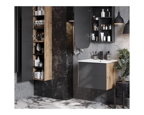 Зеркальный шкаф 60x96 см графит L Акватон Сохо 1A258302AJA0L