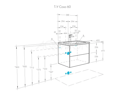 Тумба графит софт/дуб веллингтон 58,8 см Акватон Сохо 1A258001AJA00