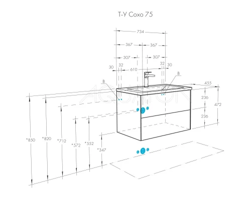 Тумба графит софт/дуб веллингтон 73,4 см Акватон Сохо 1A258101AJA00