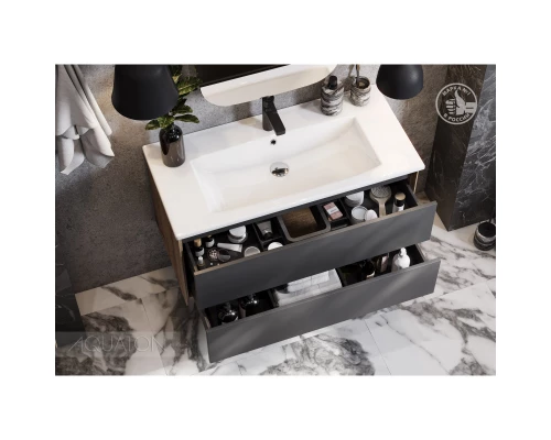 Тумба графит софт/дуб веллингтон 98 см Акватон Сохо 1A258201AJA00