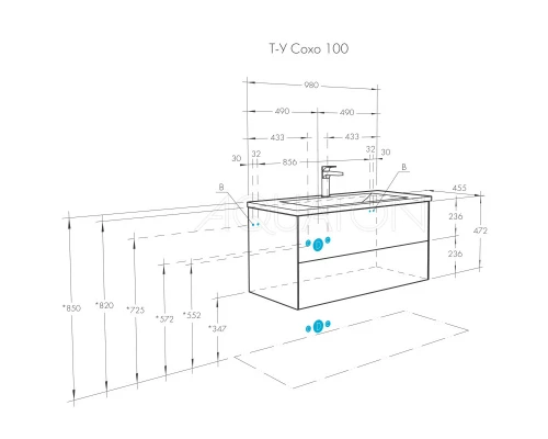 Тумба графит софт/дуб веллингтон 98 см Акватон Сохо 1A258201AJA00