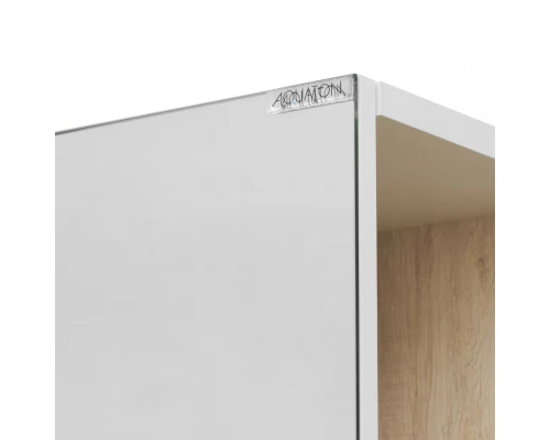 Шкаф-колонна СКАНДИ 40, подвесная, с зеркалом, белая, дуб верона