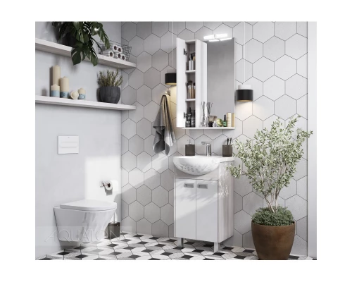 Зеркальный шкаф 50x85 см белый глянец/дуб сомерсет L Акватон Бекка 1A214502BAC20