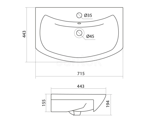 1A2087K1BAC20 Набор: 1A208701BAC20 Тумба-умывальник Бекка 70/ 1WH207776 Раковина Балтика 70