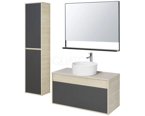 Зеркало 100x78,4 см дуб орегон/черный Акватон Лофт Урбан 1A248002LQX50