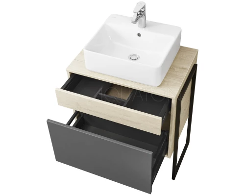 Тумба серый графит/дуб орегон 65 см Акватон Лофт Урбан 1A254001LQX60