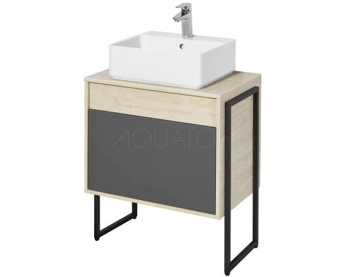 Тумба серый графит/дуб орегон 65 см Акватон Лофт Урбан 1A254001LQX60