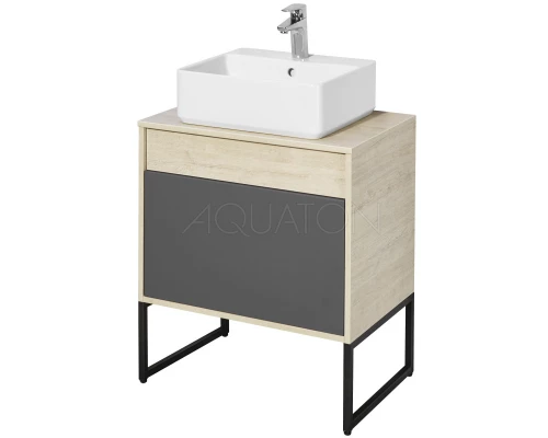 Тумба серый графит/дуб орегон 65 см Акватон Лофт Урбан 1A254001LQX60
