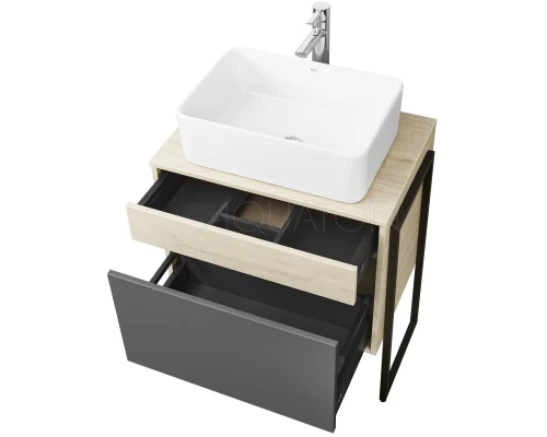 Тумба с раковиной серый графит/дуб орегон 65 см Акватон Лофт Урбан 1A2540K2LQX60