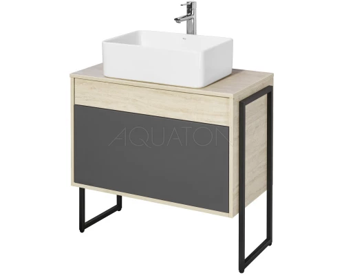 Тумба с раковиной серый графит/дуб орегон 80 см Акватон Лофт Урбан 1A2476K2LQX60