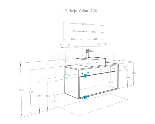 Тумба серый графит/дуб орегон 100 см Акватон Лофт Урбан 1A247701LQX60