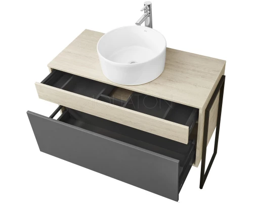 Тумба серый графит/дуб орегон 100 см Акватон Лофт Урбан 1A247701LQX60