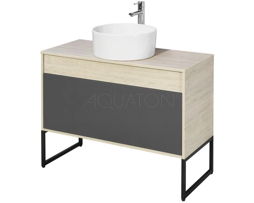 Тумба с раковиной серый графит/дуб орегон 100 см Акватон Лофт Урбан 1A2477K3LQX60