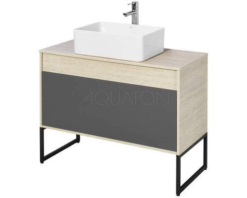 Тумба с раковиной серый графит/дуб орегон 100 см Акватон Лофт Урбан 1A2477K2LQX60