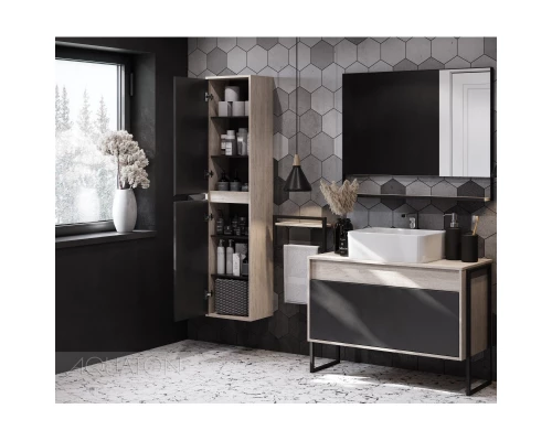 Тумба с раковиной серый графит/дуб орегон 100 см Акватон Лофт Урбан 1A2477K2LQX60