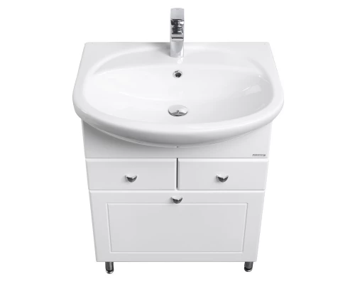 Тумба с раковиной белый глянец 66,5 см с бельевой корзиной Акватон Норма 1A0549K1NO010