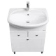 Тумба с раковиной белый глянец 66,5 см с бельевой корзиной Акватон Норма 1A0549K1NO010