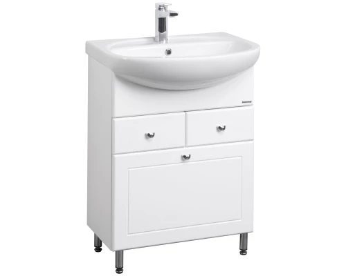 Тумба с раковиной белый глянец 66,5 см с бельевой корзиной Акватон Норма 1A0549K1NO010