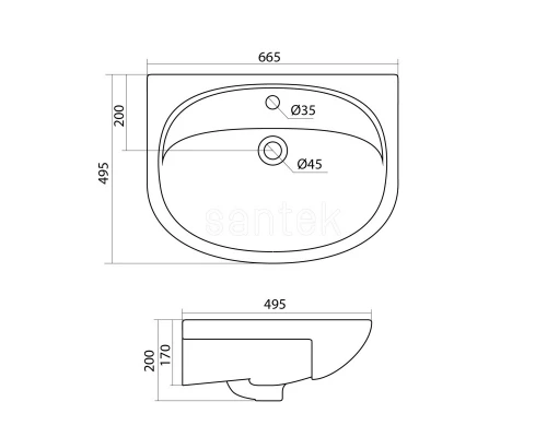 Тумба с раковиной белый глянец 66,5 см с бельевой корзиной Акватон Норма 1A0549K1NO010