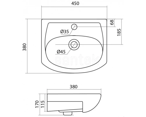 1A1044K1MR010 Набор: 1A104401MR010 Тумба-умывальник МИРА Н 45/ 1WH112449 Раковина Азов-45