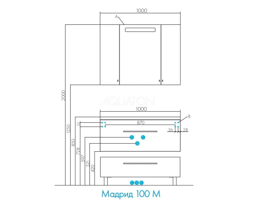 1A1269K5MA010 Набор: 1A126901MA010 Тумба-умывальник Мадрид 100 М / 1A723031AG010 Раковина Айрис 100