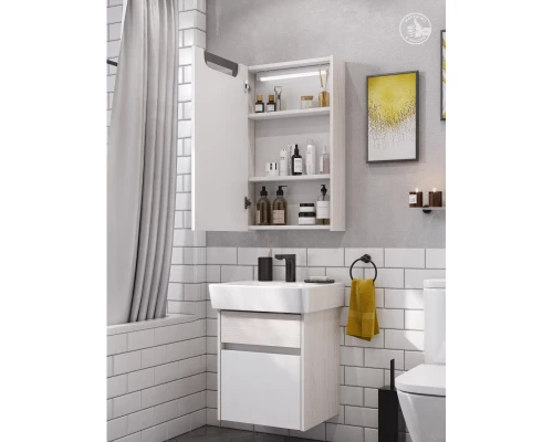 Зеркальный шкаф Aquaton Верди PRO 50 белый, ясень фабрик 1A195802VDAV0