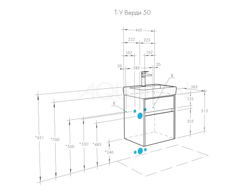 Тумба белый глянец/ясень фабрик 44,5 см Акватон Верди 1A195901VDAV0