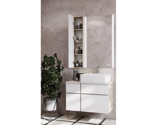 Модуль для зеркала 23x101 см дуб эндгрейн/белый матовый L Акватон Мишель 1A244303MIX40