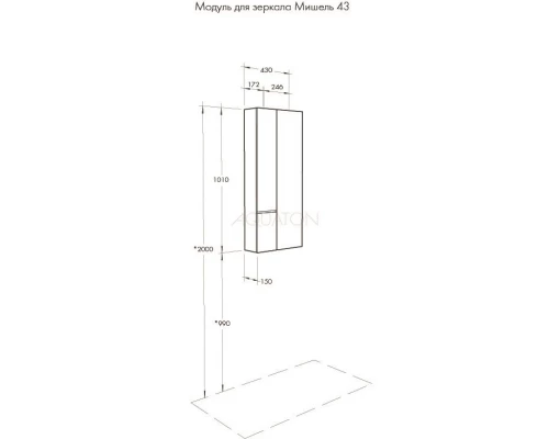 Модуль для зеркала 43x101 см дуб эндгрейн/белый матовый Акватон Мишель 1A244203MIX40