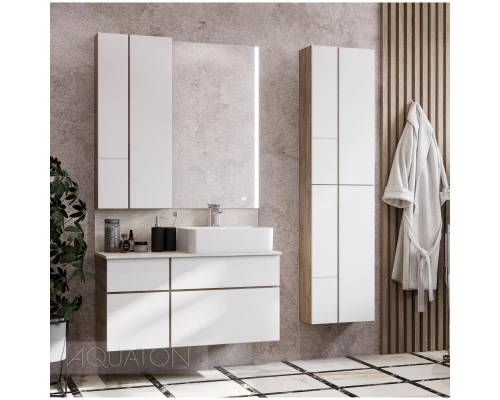 Модуль для зеркала 43x101 см дуб эндгрейн/белый матовый Акватон Мишель 1A244203MIX40