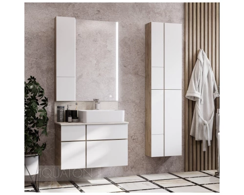 Модуль для зеркала 43x101 см дуб эндгрейн/белый матовый Акватон Мишель 1A244203MIX40