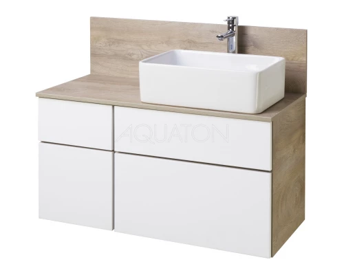 Тумба дуб эндгрейн/белый матовый 99 см Акватон Мишель 1A244101MIX40