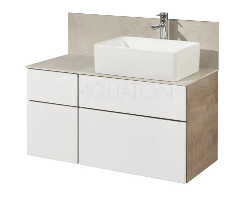 Тумба дуб эндгрейн/белый матовый 99 см Акватон Мишель 1A244101MIX40