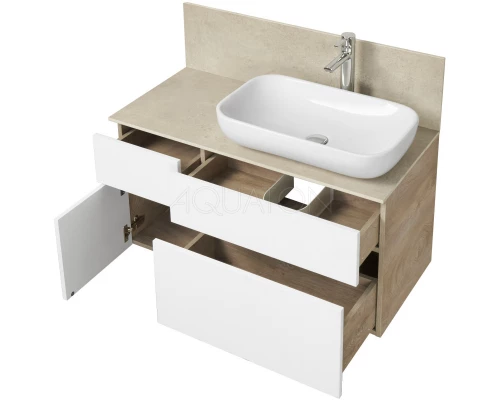 Тумба дуб эндгрейн/белый матовый 99 см Акватон Мишель 1A244101MIX40