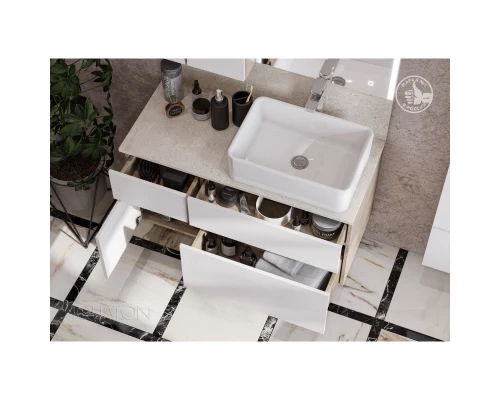 Тумба с раковиной дуб эндгрейн/белый матовый 100 см Акватон Мишель 1A2441K3MIX40