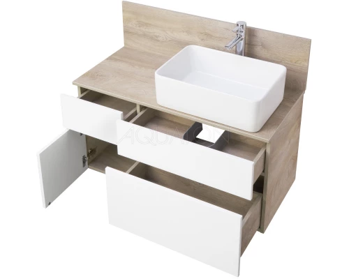 Тумба с раковиной дуб эндгрейн/белый матовый 100 см Акватон Мишель 1A2441K1MIX40