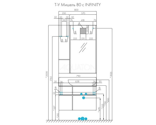 Тумба с раковиной дуб рустикальный/фьорд 80 см Акватон Мишель 1A2568K0MIX30