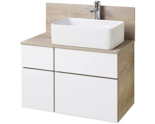 Тумба дуб эндгрейн/белый матовый 79 см Акватон Мишель 1A244501MIX40