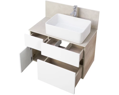 Тумба дуб эндгрейн/белый матовый 79 см Акватон Мишель 1A244501MIX40